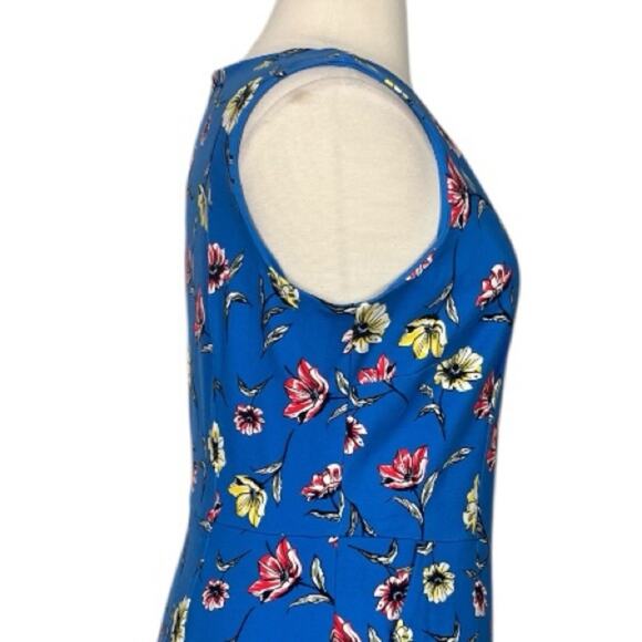 Lands’ End Dress Ponte Knit Sheath Shift Pockets Blue Pink Floral Women Size 18 - Picture 8 of 12